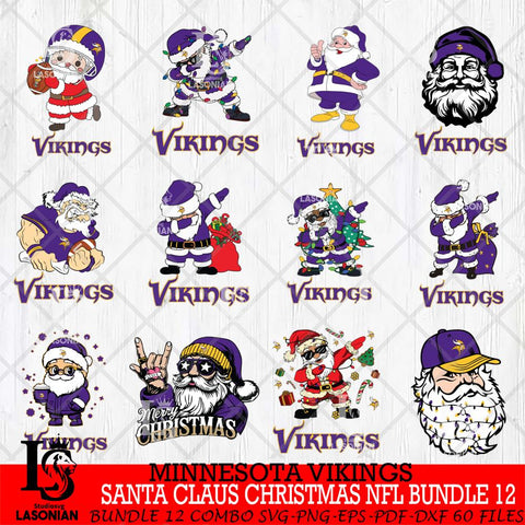 Minnesota Vikings Satan Claus Christmas NFL Bundle 12 Svg Eps Dxf Png File,NFL Svg Files,Digital Download,Sublimation,Instant Download