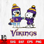 Minnesota Vikings Snoopy & Bluey Football Svg Eps Dxf Png File,NFL Svg Files,Christmas svg ,Digital Download ,Instant Download