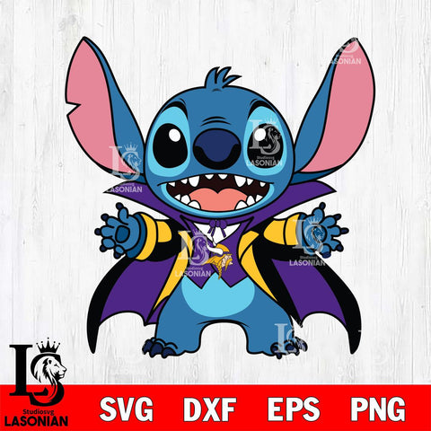 Minnesota Vikings Stitch Vampire Football halloween Svg Eps Dxf Png File, NFL svg, Digital Download, Instant Download