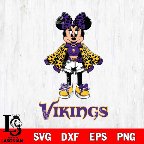 Minnesota Vikings Style Minnie Disney Svg Eps Dxf Png File, Digital Download, Instant Download