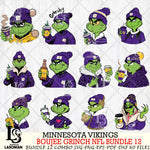 Minnesota Vikings  Boujee Grinch NFL Bundle 12 SVG Eps Dxf Png File, Digital Download, Instant Download