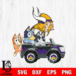 Minnesota Vikings bluey friends car Svg Eps Dxf Png File, Digital Download, Instant Download