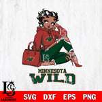 Minnesota Wild Awesome Black Fan Girl Betty Boop, Svg Eps Dxf Png File, Digital Download