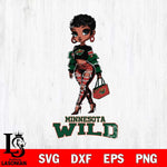 Minnesota Wild Beautiful Black Fan Girl, Svg Eps Dxf Png File, Digital Download