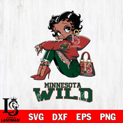 Minnesota Wild Betty Boop Black Fan Girl Svg Eps Dxf Png File, Digital Download, Instant Download