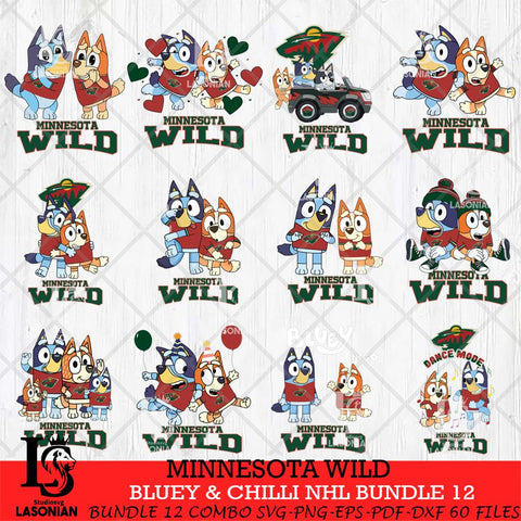 Minnesota Wild Bluey & Bingo NHL Bundle 12 SVG Svg Eps Dxf Png File, Bundle NHL svg, Digital Download, Instant Download