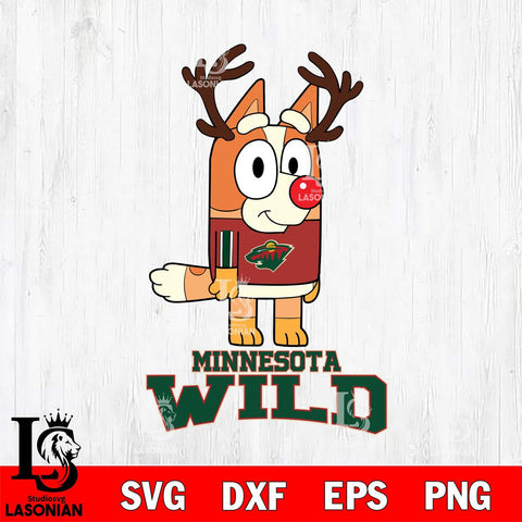 Minnesota Wild Bluey Chilli Christmas Deer Svg Eps Dxf Png File, Digital Download