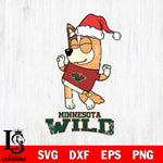 Minnesota Wild Bluey Chilli Happy Christmas Svg Eps Dxf Png File, Digital Download