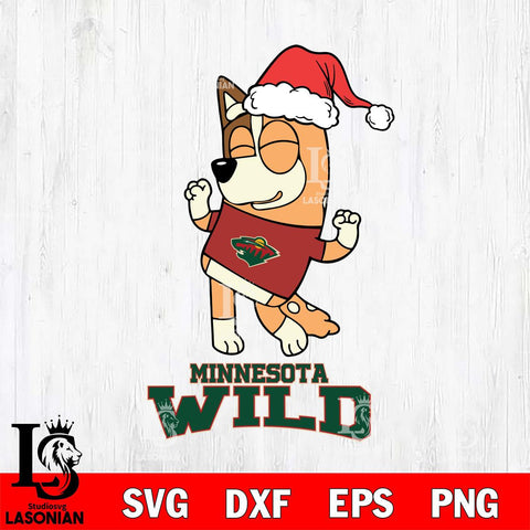 Minnesota Wild Bluey Chilli Happy Christmas Svg Eps Dxf Png File, Digital Download