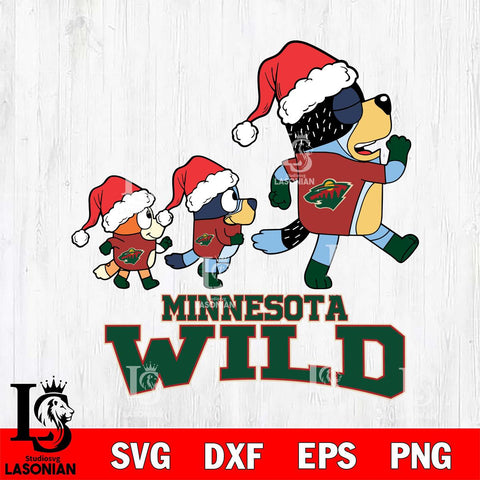 Minnesota Wild Bluey Family Christmas Svg Eps Dxf Png File, Digital Download