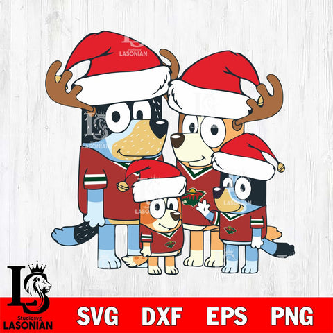 Minnesota Wild Bluey Santa Family Svg Eps Dxf Png File, Digital Download, Instant Download