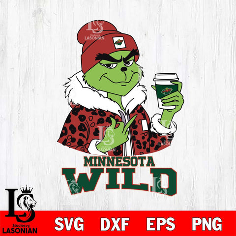 Minnesota Wild Boujee Grinch Leopard Christmas Cut Files, Cricut,Christmas Svg Dxf Eps Png file , Digital Download