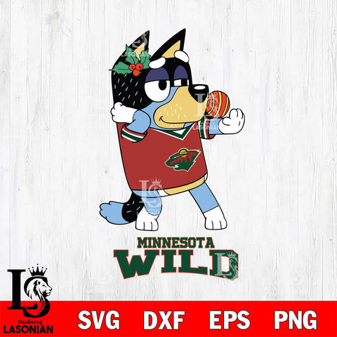 Minnesota Wild Christmas Bluey Bandit Heeler Svg, Christmas Svg , NHL svg , Digital Download, dxf eps png pdf file