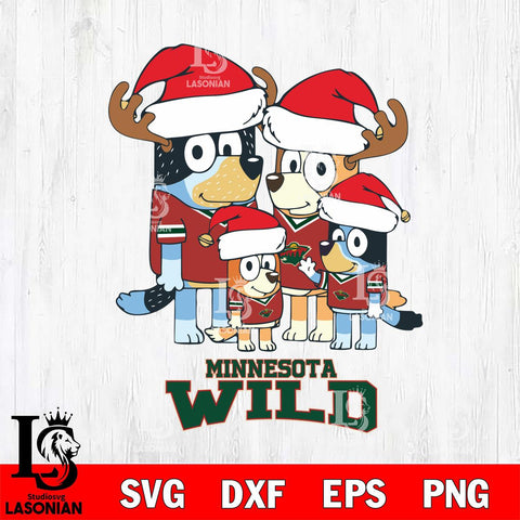 Minnesota Wild Christmas Bluey Santa Family Svg, Christmas Svg , NHL svg , Digital Download, dxf eps png pdf file