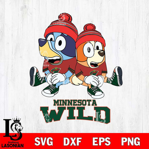 Minnesota Wild Christmas Bluey & Bingo Sit Svg, Christmas Svg , NHL svg , Digital Download, dxf eps png pdf file