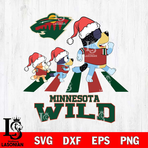 Minnesota Wild Christmas Family Bluey Walking Svg, Christmas Svg , NHL svg , Digital Download, dxf eps png pdf file