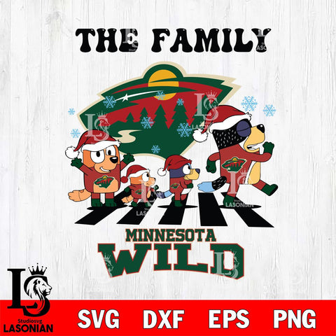 Minnesota Wild Family Bluey Christmas Svg Eps Dxf Png File, Digital Download