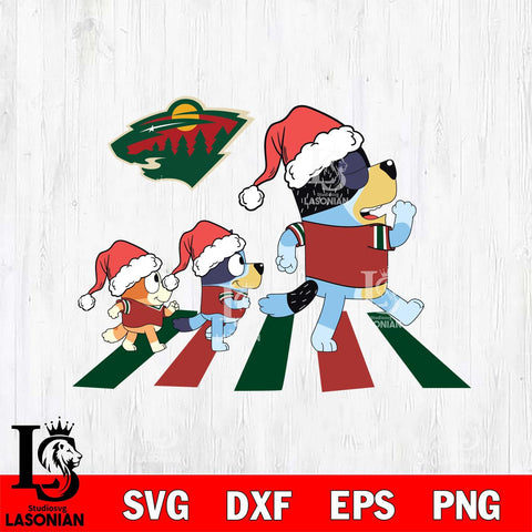 Minnesota Wild Family Bluey Walking Christmas Svg Eps Dxf Png File, Digital Download, Instant Download