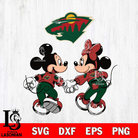 Minnesota Wild Fan Minnie And Mickey Love Svg Eps Dxf Png File, Digital Download, Instant Download