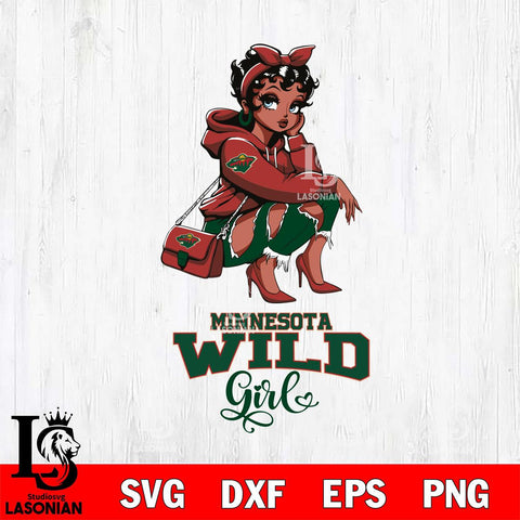 Minnesota Wild Fashion Black Fan Girl Betty Boop, Svg Eps Dxf Png File, Digital Download