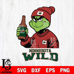 Minnesota Wild Grinch Drinking Beer Christmas Cut Files, Cricut,Christmas Svg Dxf Eps Png file , Digital Download