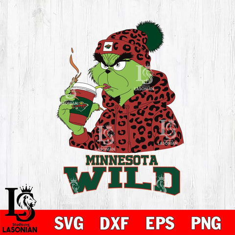 Minnesota Wild Grinch Leopard Christmas Cut Files, Cricut,Christmas Svg Dxf Eps Png file , Digital Download