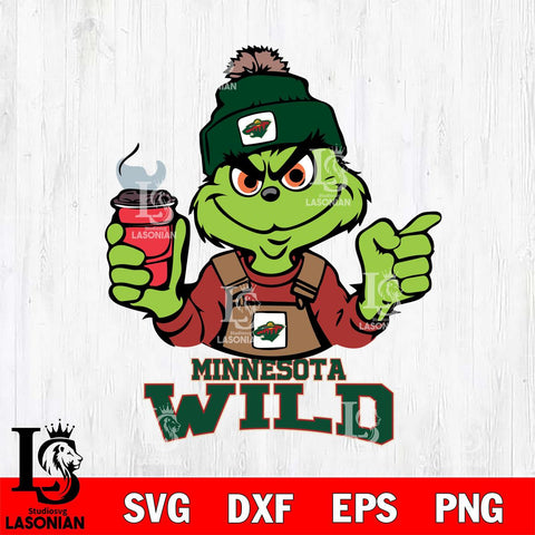 Minnesota Wild Grinch with coffee Svg Eps Dxf Png File, Digital Download, Instant Download