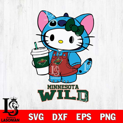 Minnesota Wild Hello Kitty Stitch Svg Eps Dxf Png File, NHL svg, Digital Download, Instant Download