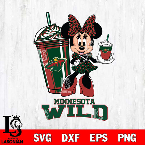 Minnesota Wild Minnie Mouse Fan And Coffee Svg Eps Dxf Png File, Digital Download, Instant Download