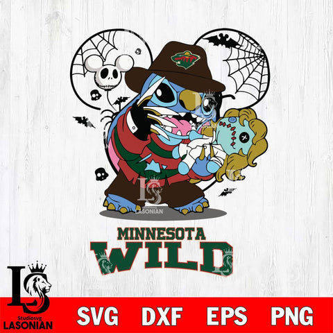 Minnesota Wild Stitch Freddy Krueger Halloween Svg Eps Dxf Png File, Digital Download, Instant Download