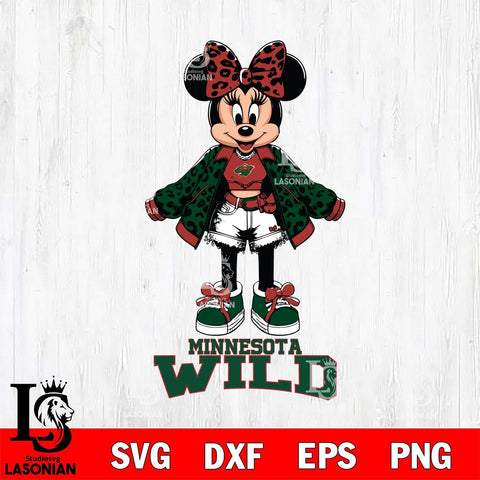 Minnesota Wild Style Minnie Disney Svg Eps Dxf Png File, Digital Download, Instant Download