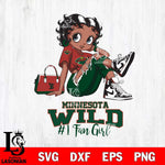 Minnesota Wild #1 Black Fan Girl Betty Boop, Svg Eps Dxf Png File, Digital Download