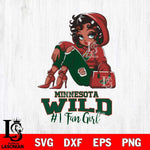 Minnesota Wild #1 beauty Black Fan Girl, Svg Eps Dxf Png File, Digital Download