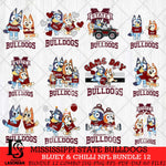 Mississippi State Bulldogs Bluey & Bingo Bundle 12 SVG Svg Eps Dxf Png File, Bundle NCAA svg, Digital Download, Instant Download