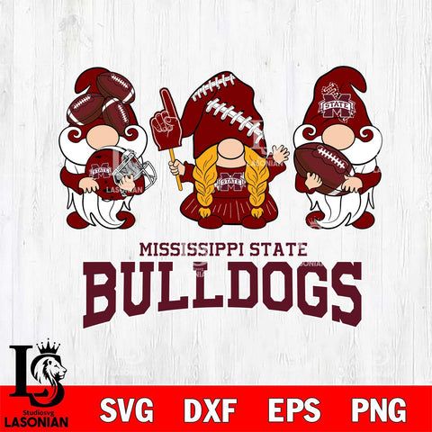 Mississippi State Bulldogs 3 Gnomes Football Svg Eps Dxf Png File, Digital Download, Instant Download