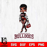 Mississippi State Bulldogs Beautiful Black Fan Girl, Svg Eps Dxf Png File, Digital Download