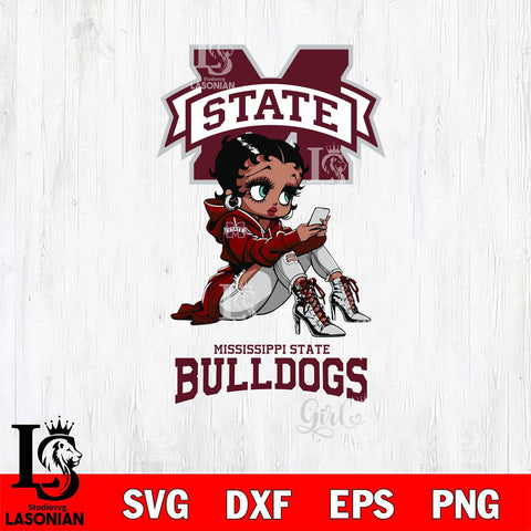 Mississippi State Bulldogs Beauty Black Fan Girl Football, Svg Eps Dxf Png File, Digital Download