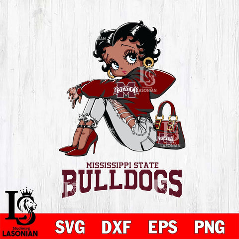 Mississippi State Bulldogs Betty Boop Black Fan Girl Svg Eps Dxf Png File, Digital Download, Instant Download