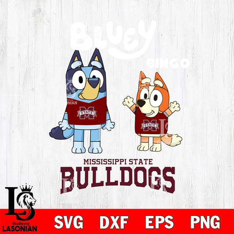 Mississippi State Bulldogs Bluey & Bingo 4 Svg Eps Dxf Png File, NCAA svg, Digital Download, Instant Download