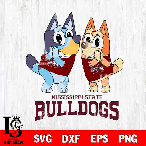 Mississippi State Bulldogs Bluey & Bingo 5 Svg Eps Dxf Png File, NCAA svg, Digital Download, Instant Download