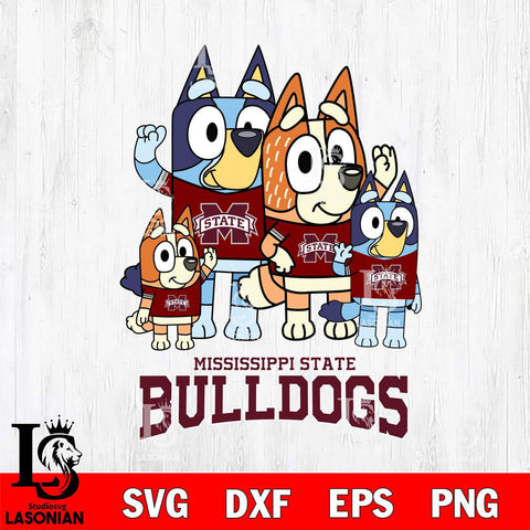 Mississippi State Bulldogs Bluey & Bingo 7 Svg Eps Dxf Png File, NCAA svg, Digital Download, Instant Download