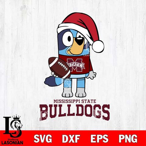 Mississippi State Bulldogs Bluey Christmas Svg Eps Dxf Png File, Digital Download