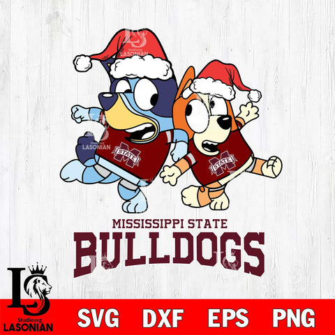 Mississippi State Bulldogs Bluey Christmas Holiday Svg Eps Dxf Png File, Digital Download