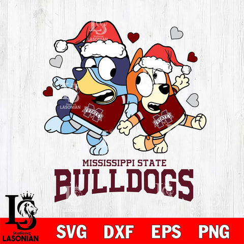 Mississippi State Bulldogs Bluey Christmas NFL Svg Eps Dxf Png File, Digital Download