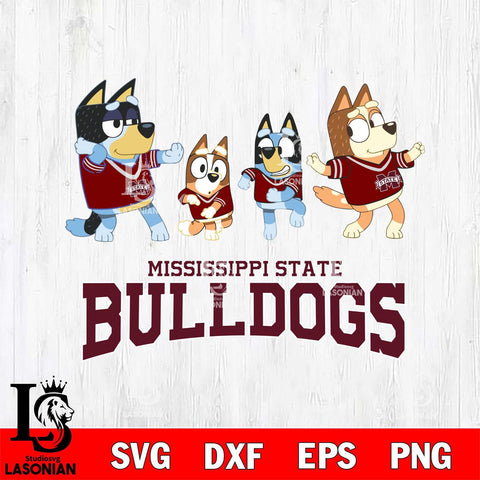 Mississippi State Bulldogs Bluey Dance Mode Squats Svg Eps Dxf Png File, Digital Download, Instant Download