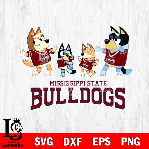 Mississippi State Bulldogs Bluey Dance Squats Svg Eps Dxf Png File, Digital Download, Instant Download