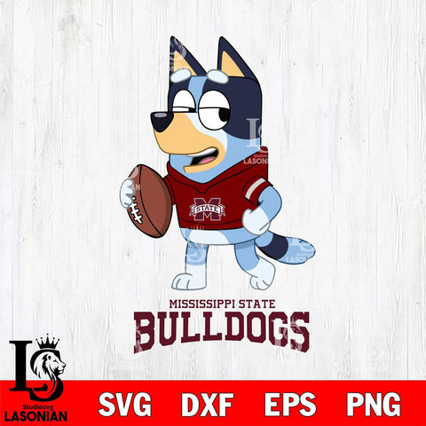 Mississippi State Bulldogs Bluey Football Sport Svg Eps Dxf Png File, Digital Download ,Instant Download, Cricut File