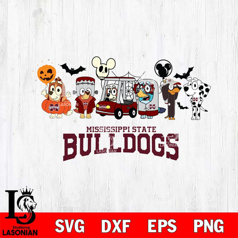 Mississippi State Bulldogs Bluey Halloween Svg Eps Dxf Png File, Digital Download, Instant Download