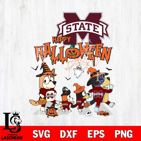 Mississippi State Bulldogs Bluey Halloween Family Svg Eps Dxf Png File, Digital Download, Instant Download