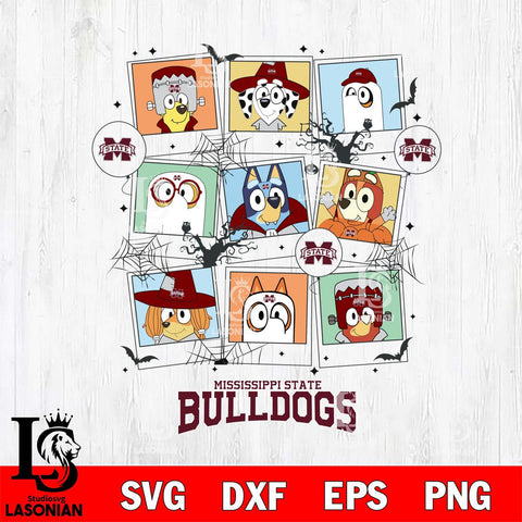 Mississippi State Bulldogs Bluey Halloween Sport Svg Eps Dxf Png File, Digital Download, Instant Download